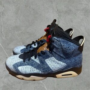 Air Jordan 6 Retro Washed Denim Mens Athletic Sneakers Size 10.5 Shoes EUC 2019